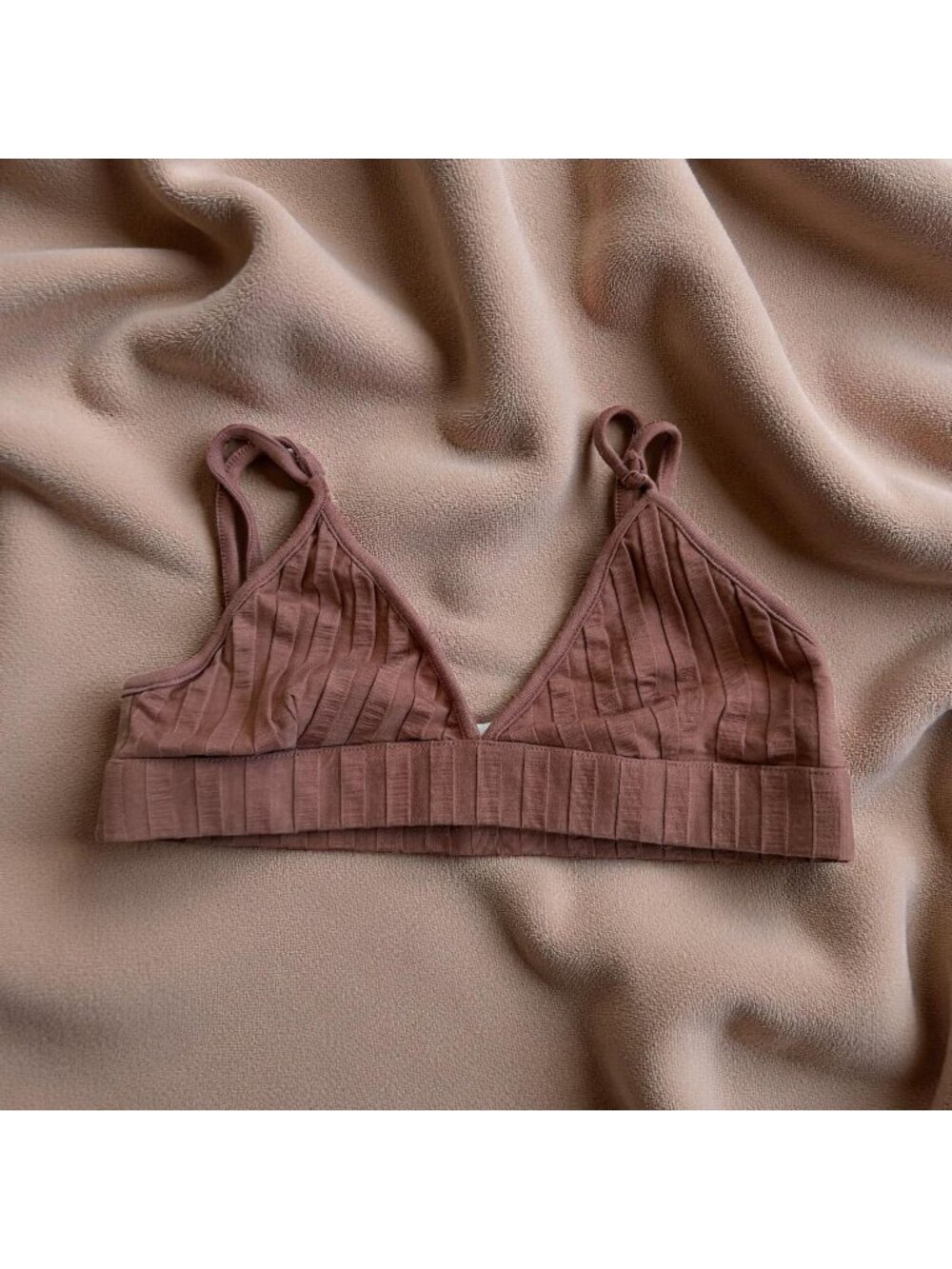 JONATHAN SIMKHAI Standard Brown Ribbed Bralette Bra Size Medium